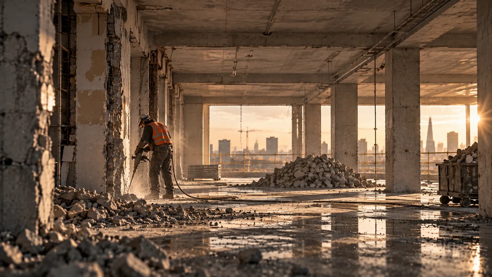 Innenrückbau in einem Gebäude: Rückbau nichttragender Bauteile bei erhaltener Tragstruktur